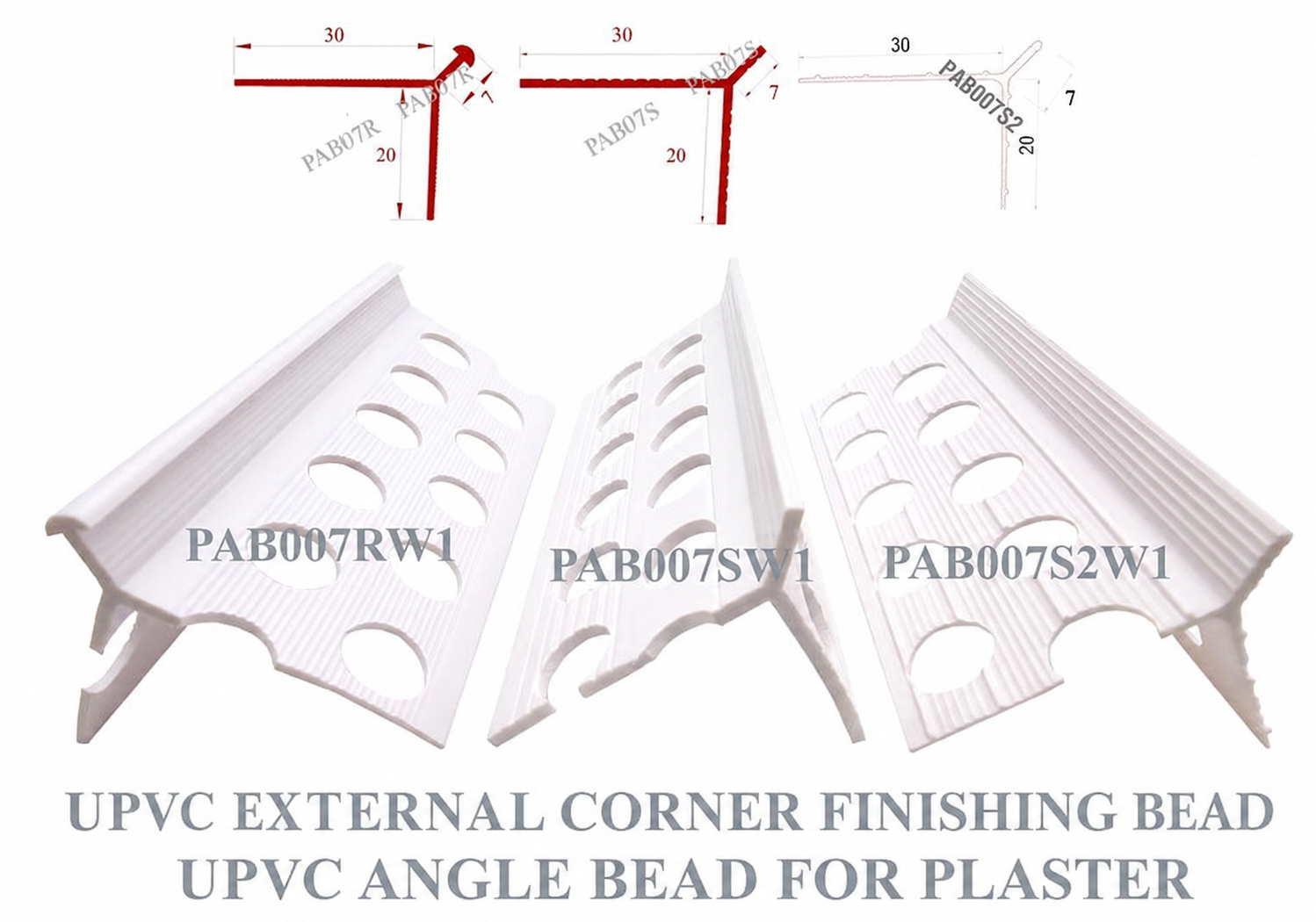 uPVC external corner beads for masonry plaster and render