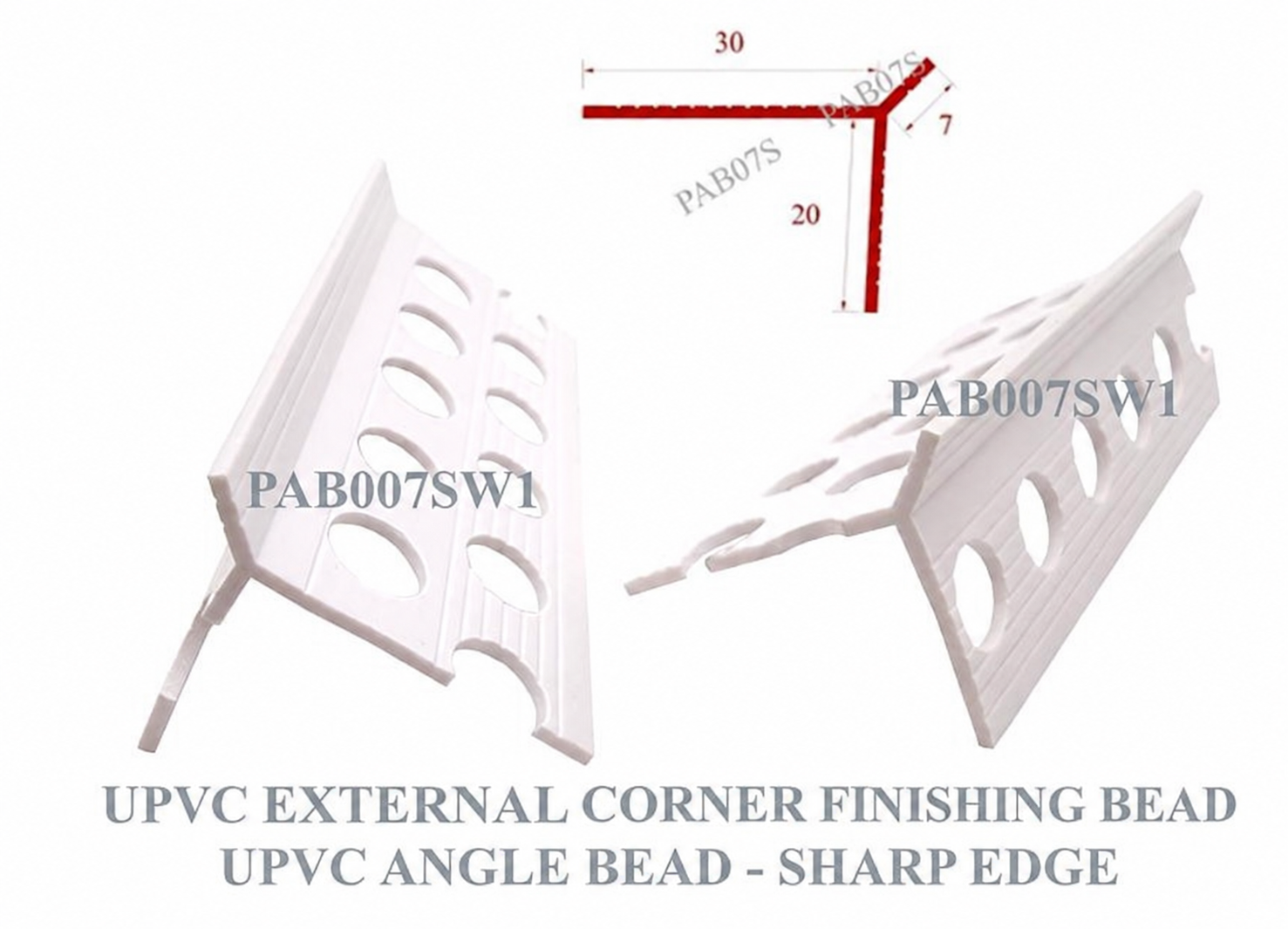 HAN rounded-edge uPVC external corner bead